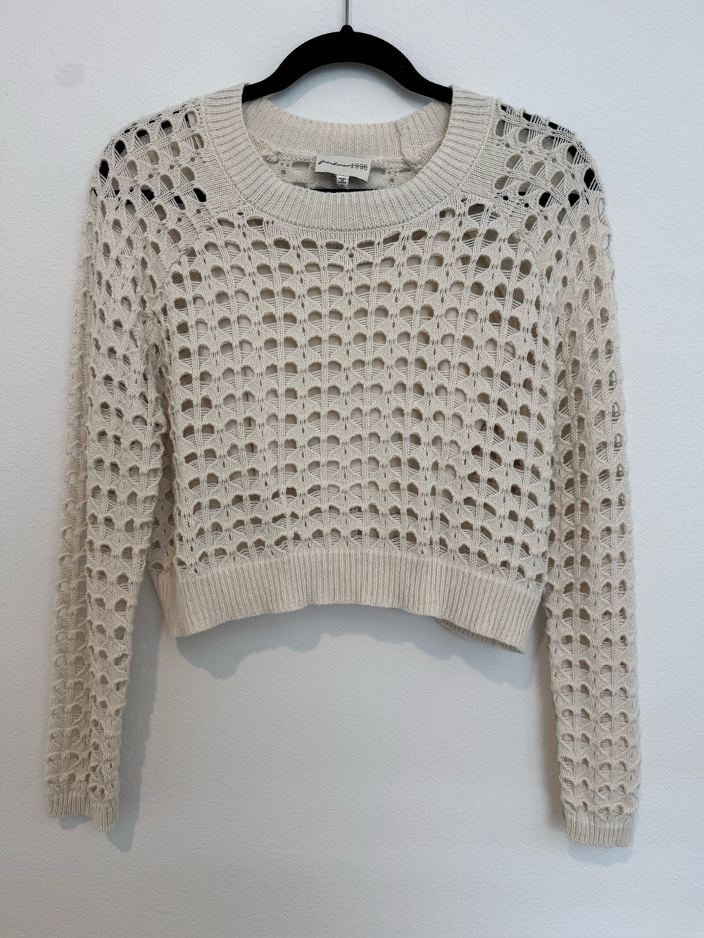 Freshman 1996 Open Knit Sweater Top and Midi Skirt Set Airy Crochet Ivory